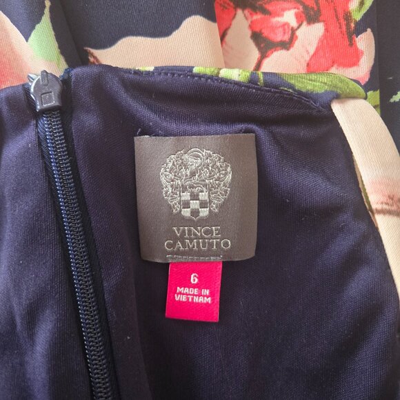 Vince Camuto Fit & Flare Floral Dress - Navy / Pink / Green - Size 6 - Picture 6 of 10